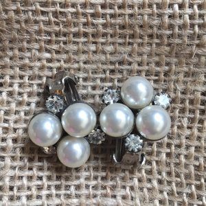 Vintage pearl and rhinestone earrings